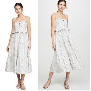 NWOT. Ganni Peplum Tiered Midi Dress. 38 (M)